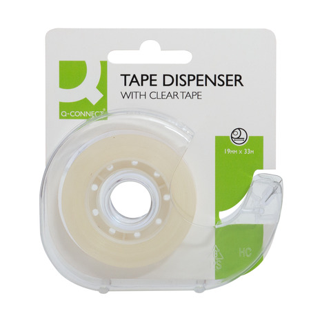 Espositore 10 nastri adesivi trasparenti con dispenser a chiocciola in blister Q-Connect assortiti - 19mmx33m - KF27009